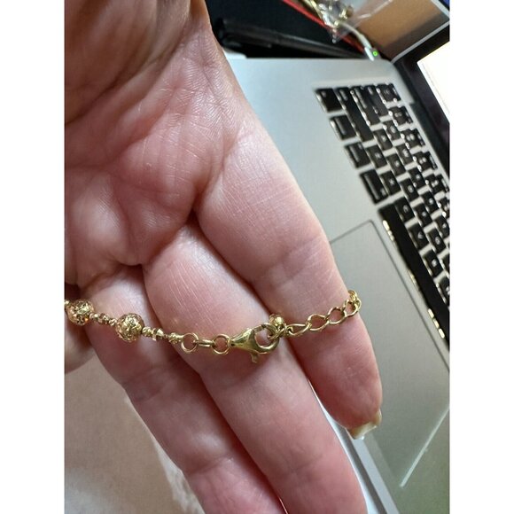 18k  Gold cute Beaded Ball Italy Bracelet, Diamond cut, 5.00 grams. - Picture 4 of 9